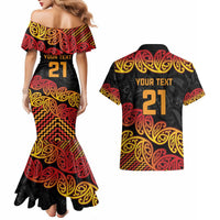 New Zealand Rugby Pacific Custom Couples Matching Mermaid Dress and Hawaiian Shirt Rangatira Maori Kowhaiwhai Pattern LT9 - Polynesian Pride