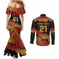 New Zealand Rugby Pacific Custom Couples Matching Mermaid Dress and Long Sleeve Button Shirt Rangatira Maori Kowhaiwhai Pattern LT9 - Polynesian Pride