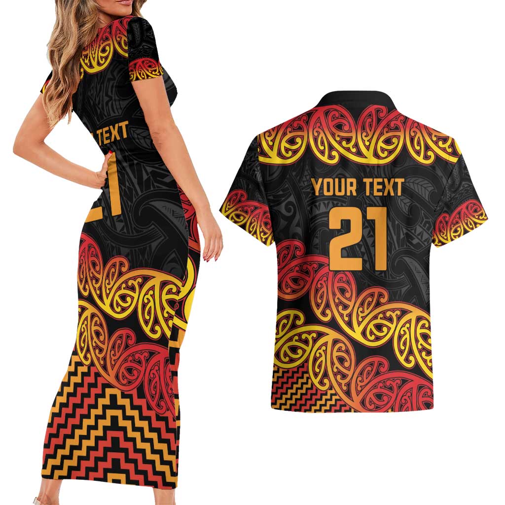New Zealand Rugby Pacific Custom Couples Matching Short Sleeve Bodycon Dress and Hawaiian Shirt Rangatira Maori Kowhaiwhai Pattern LT9 - Polynesian Pride