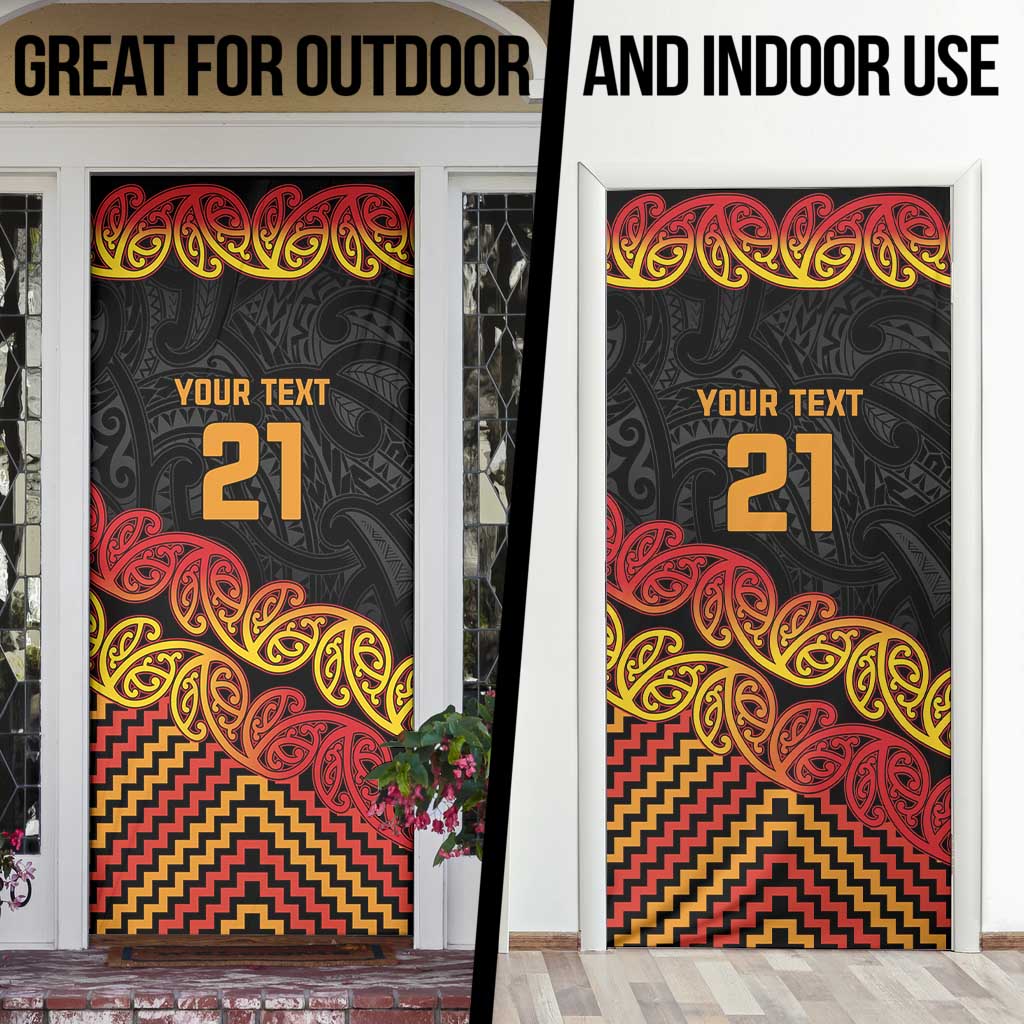 New Zealand Rugby Pacific Custom Door Cover Rangatira Maori Kowhaiwhai Pattern - Polynesian Pride