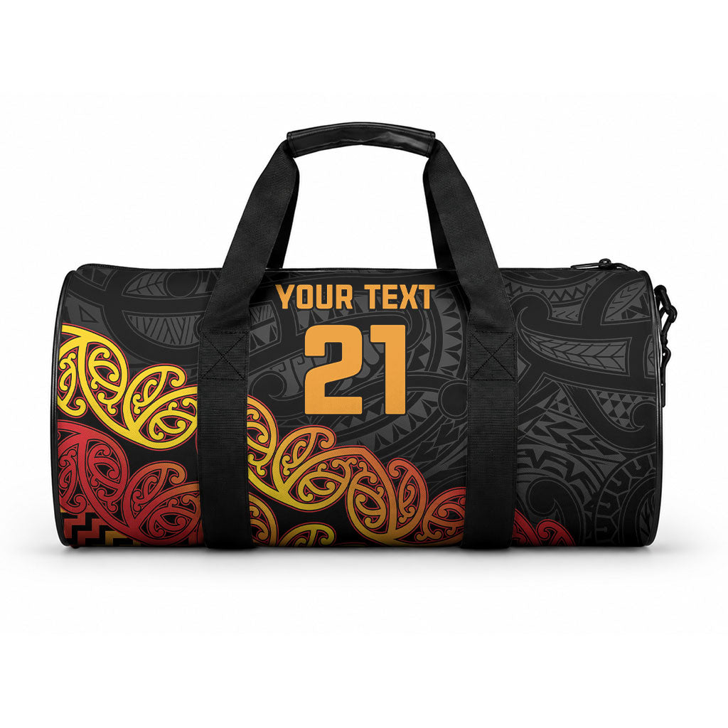 New Zealand Maori Rugby Pacific Custom Duffle Bag Rangatira Maori Kowhaiwhai Pattern LT9 One size Gold - Polynesian Pride