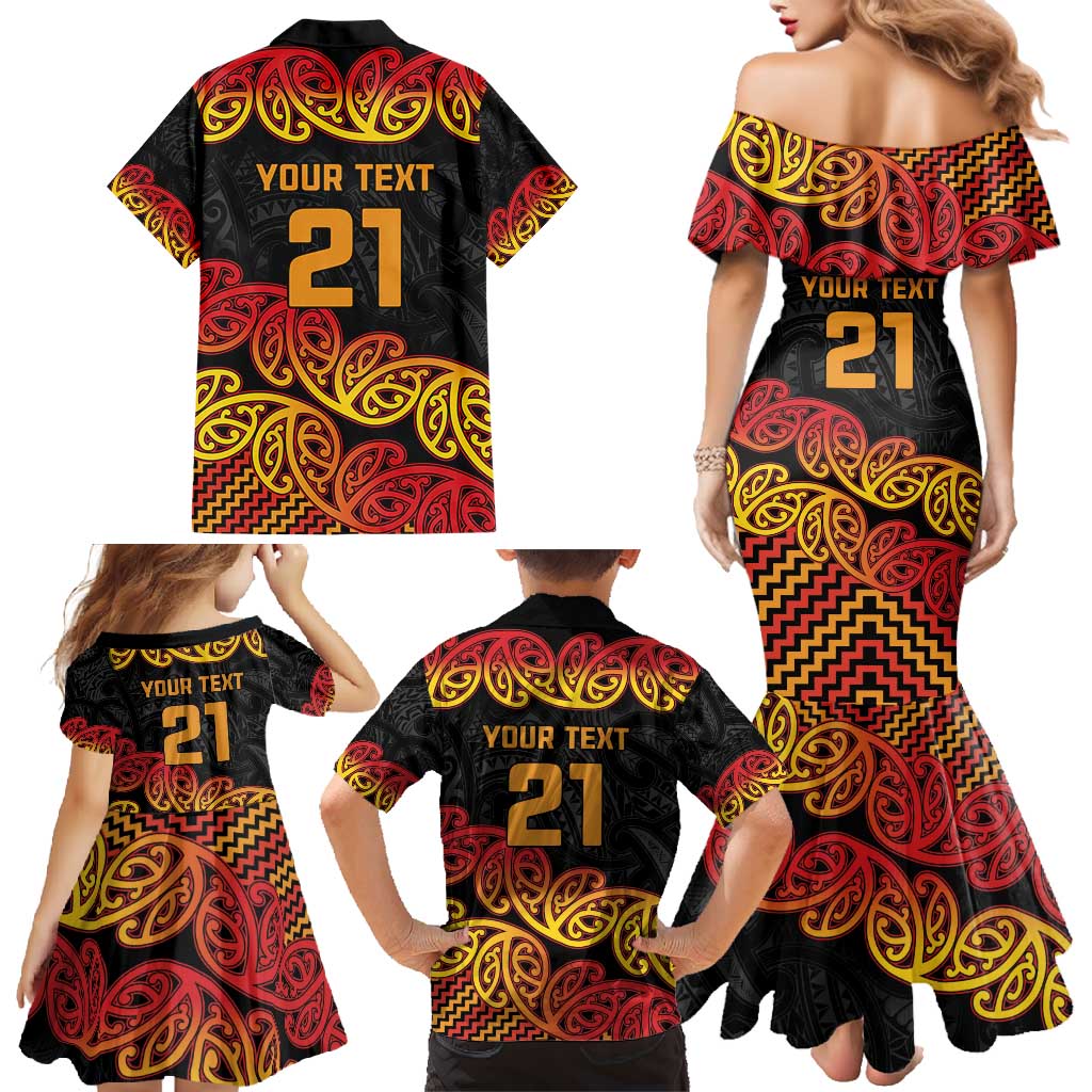 New Zealand Rugby Pacific Custom Family Matching Mermaid Dress and Hawaiian Shirt Rangatira Maori Kowhaiwhai Pattern LT9 - Polynesian Pride