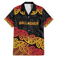 New Zealand Rugby Pacific Custom Family Matching Mermaid Dress and Hawaiian Shirt Rangatira Maori Kowhaiwhai Pattern LT9 Dad's Shirt - Short Sleeve Gold - Polynesian Pride