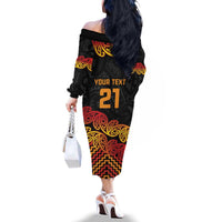 New Zealand Rugby Pacific Custom Family Matching Off The Shoulder Long Sleeve Dress and Hawaiian Shirt Rangatira Maori Kowhaiwhai Pattern LT9 - Polynesian Pride
