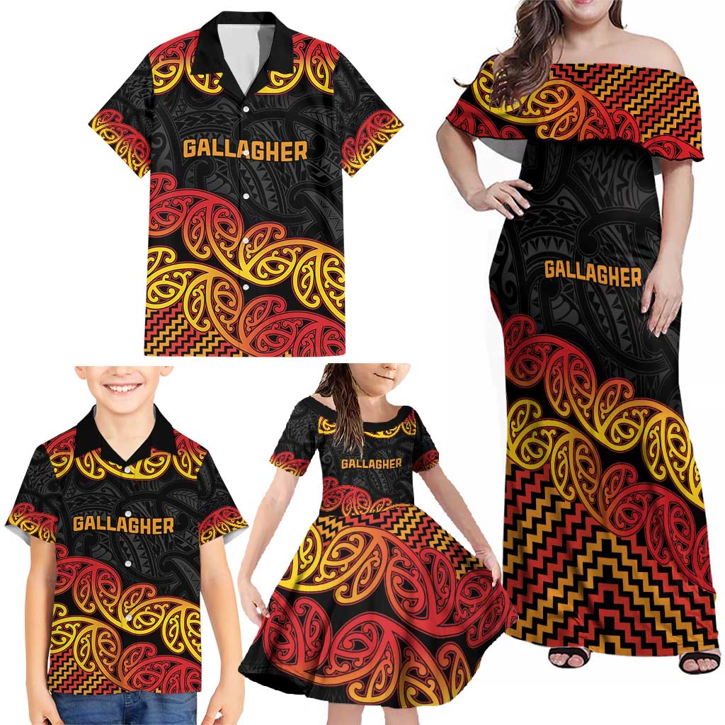 New Zealand Rugby Pacific Custom Family Matching Off Shoulder Maxi Dress and Hawaiian Shirt Rangatira Maori Kowhaiwhai Pattern LT9 - Polynesian Pride