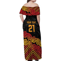 New Zealand Rugby Pacific Custom Family Matching Off Shoulder Maxi Dress and Hawaiian Shirt Rangatira Maori Kowhaiwhai Pattern LT9 - Polynesian Pride