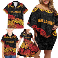 New Zealand Rugby Pacific Custom Family Matching Off Shoulder Short Dress and Hawaiian Shirt Rangatira Maori Kowhaiwhai Pattern LT9 - Polynesian Pride