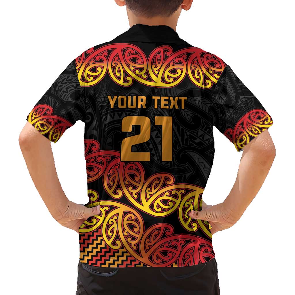 New Zealand Rugby Pacific Custom Kid Hawaiian Shirt Rangatira Maori Kowhaiwhai Pattern