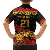 New Zealand Rugby Pacific Custom Kid Hawaiian Shirt Rangatira Maori Kowhaiwhai Pattern