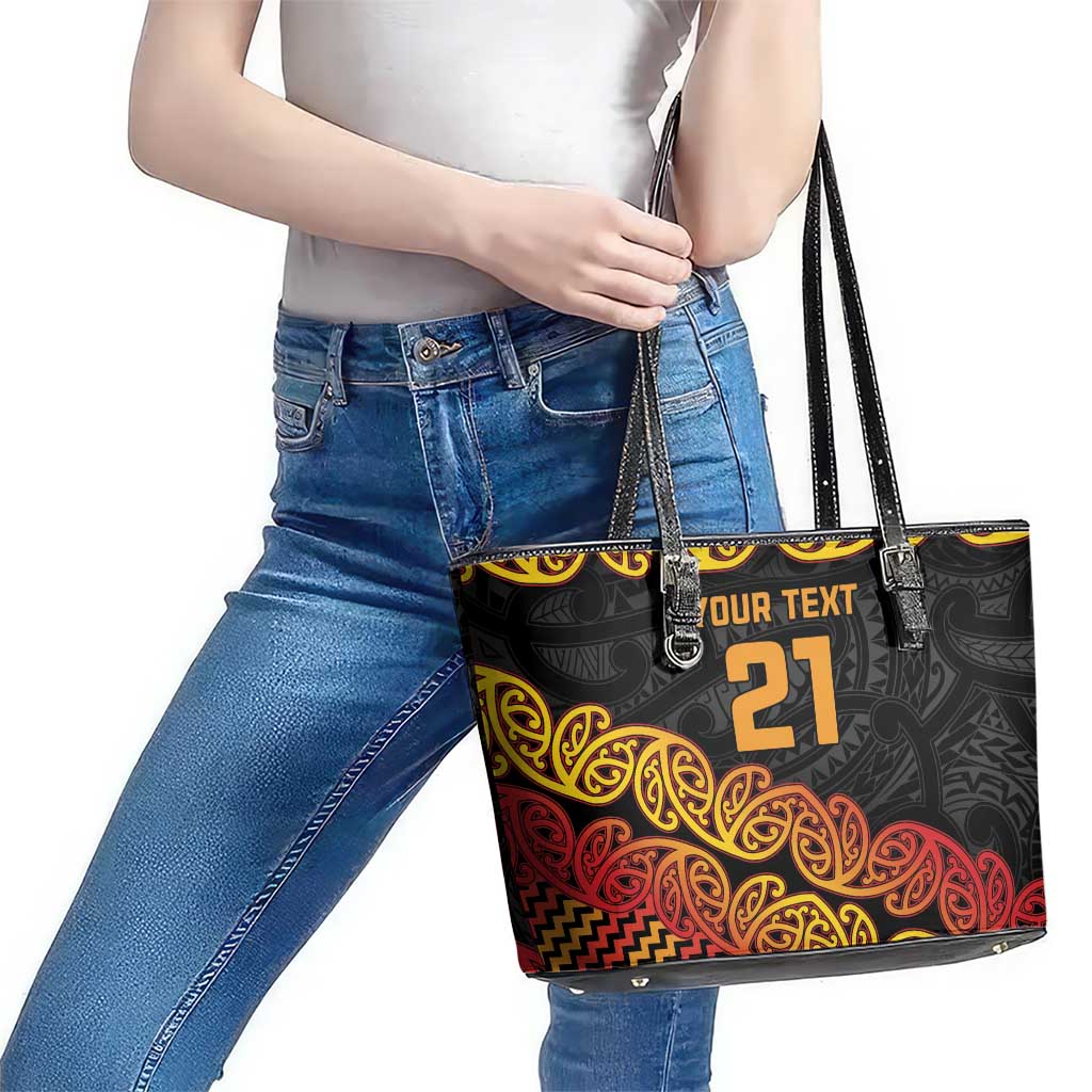 New Zealand Rugby Pacific Custom Leather Tote Bag Rangatira Maori Kowhaiwhai Pattern