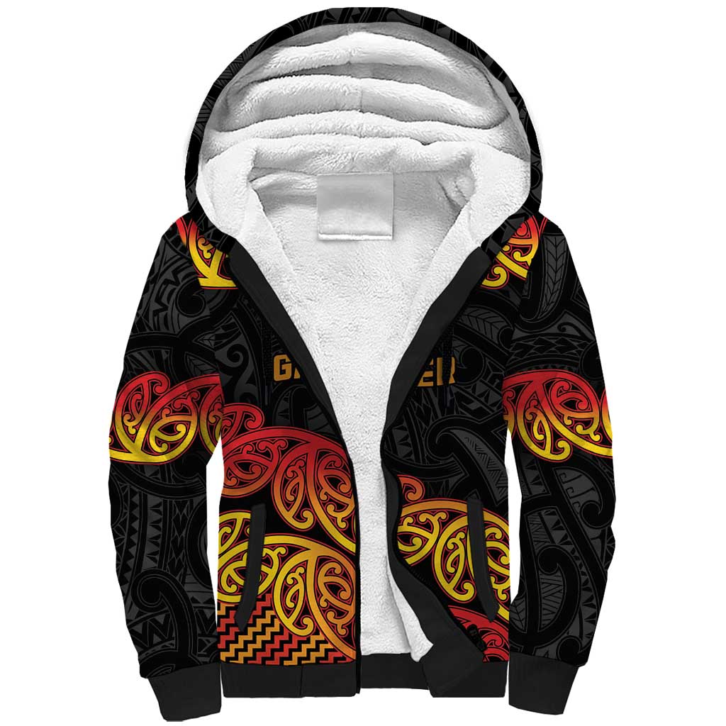 New Zealand Rugby Pacific Custom Sherpa Hoodie Rangatira Maori Kowhaiwhai Pattern LT9 Unisex Gold - Polynesian Pride