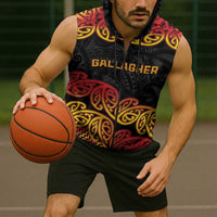 New Zealand Rugby Pacific Custom Sleeveless Zip Hoodie Rangatira Maori Kowhaiwhai Pattern LT9 - Polynesian Pride