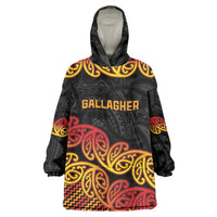 New Zealand Rugby Pacific Custom Wearable Blanket Hoodie Rangatira Maori Kowhaiwhai Pattern LT9 One Size Gold - Polynesian Pride