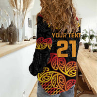 New Zealand Rugby Pacific Custom Women Casual Shirt Rangatira Maori Kowhaiwhai Pattern