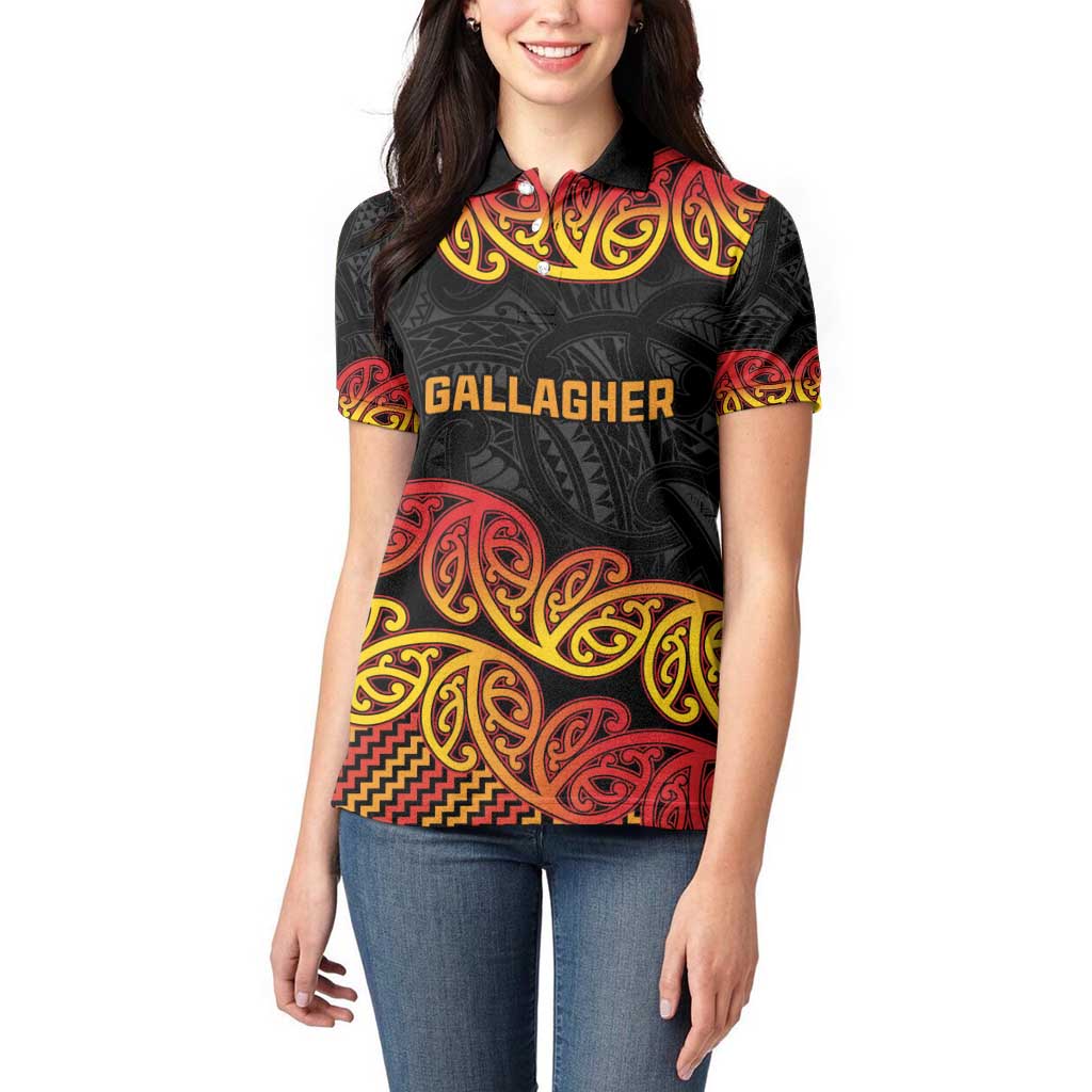New Zealand Rugby Pacific Custom Women Polo Shirt Rangatira Maori Kowhaiwhai Pattern LT9 - Polynesian Pride
