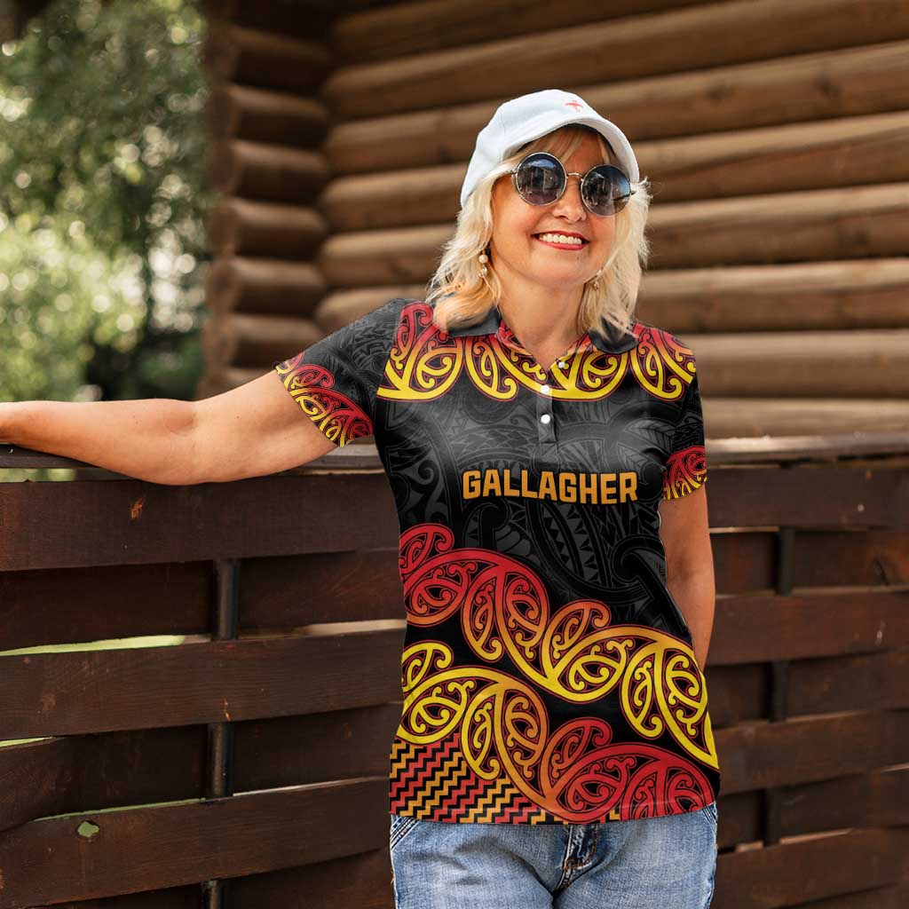 New Zealand Rugby Pacific Custom Women Polo Shirt Rangatira Maori Kowhaiwhai Pattern LT9 - Polynesian Pride