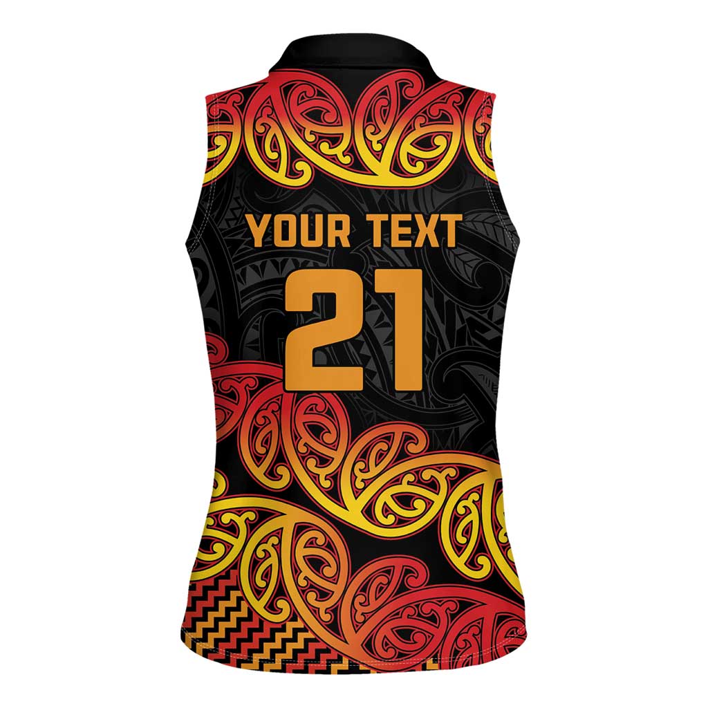 New Zealand Rugby Pacific Custom Women Sleeveless Polo Shirt Rangatira Maori Kowhaiwhai Pattern LT9 - Polynesian Pride