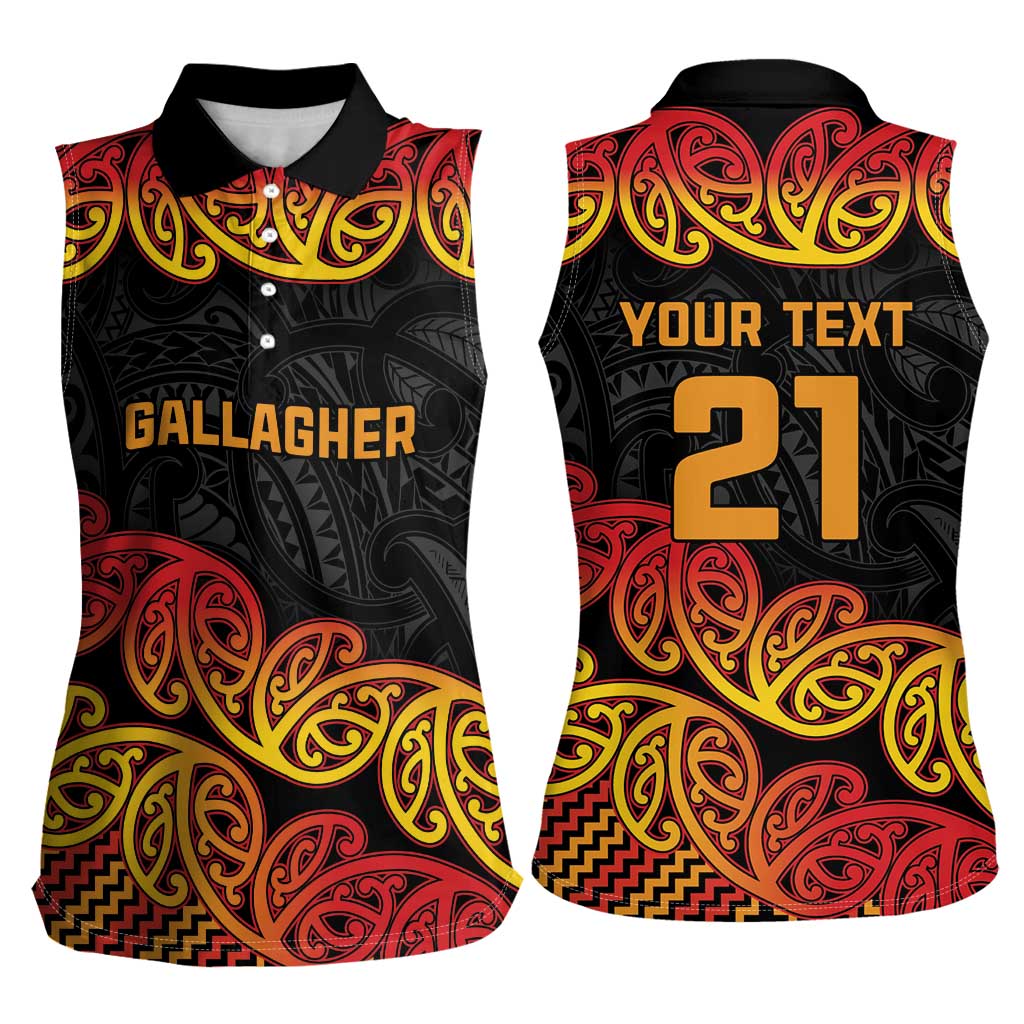 New Zealand Rugby Pacific Custom Women Sleeveless Polo Shirt Rangatira Maori Kowhaiwhai Pattern LT9 - Polynesian Pride