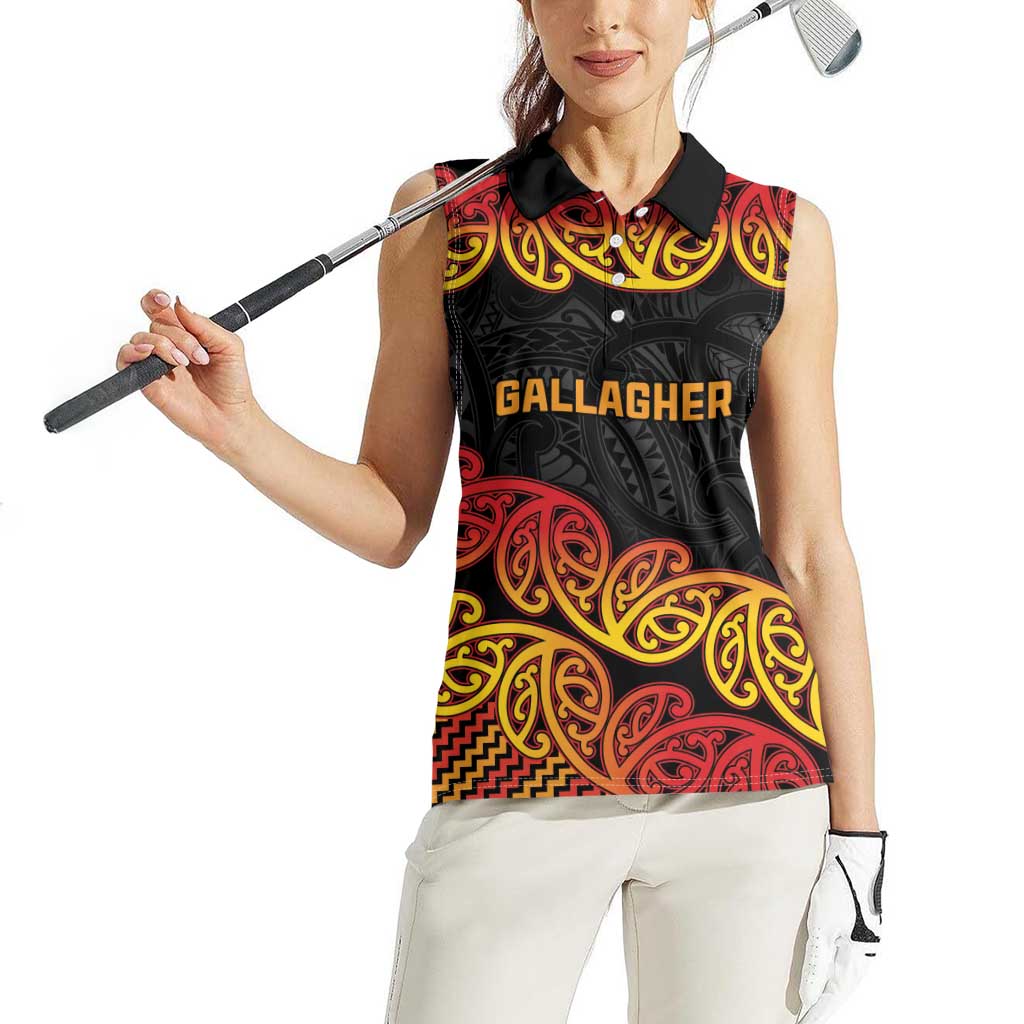 New Zealand Rugby Pacific Custom Women Sleeveless Polo Shirt Rangatira Maori Kowhaiwhai Pattern LT9 - Polynesian Pride