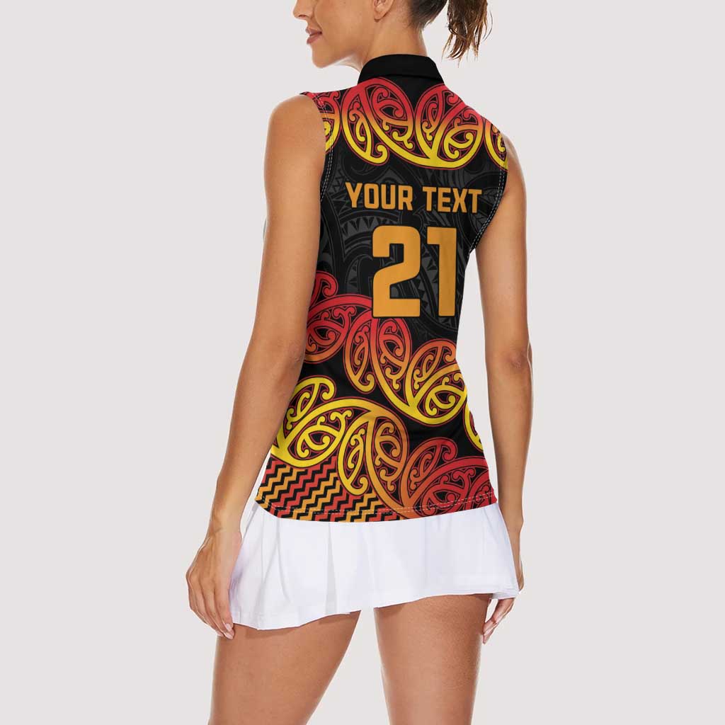 New Zealand Rugby Pacific Custom Women Sleeveless Polo Shirt Rangatira Maori Kowhaiwhai Pattern LT9 - Polynesian Pride