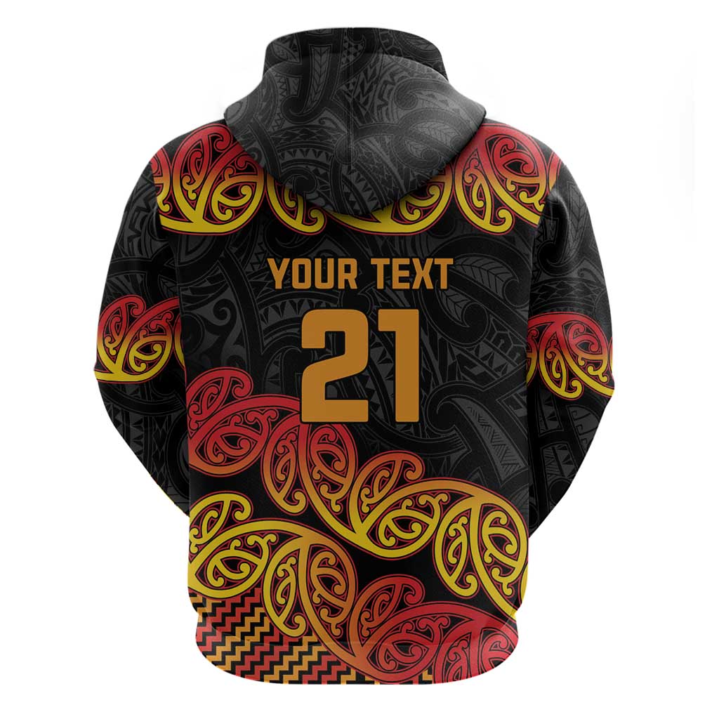 New Zealand Rugby Pacific Custom Zip Hoodie Rangatira Maori Kowhaiwhai Pattern