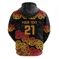 New Zealand Rugby Pacific Custom Zip Hoodie Rangatira Maori Kowhaiwhai Pattern