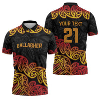 New Zealand Rugby Pacific Custom Zipper Polo Shirt Rangatira Maori Kowhaiwhai Pattern LT9 - Polynesian Pride