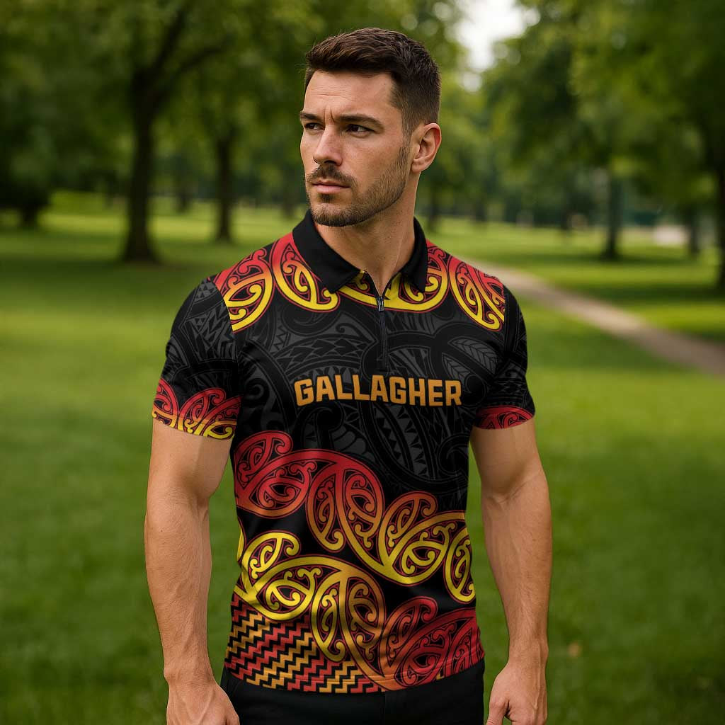 New Zealand Rugby Pacific Custom Zipper Polo Shirt Rangatira Maori Kowhaiwhai Pattern LT9 - Polynesian Pride