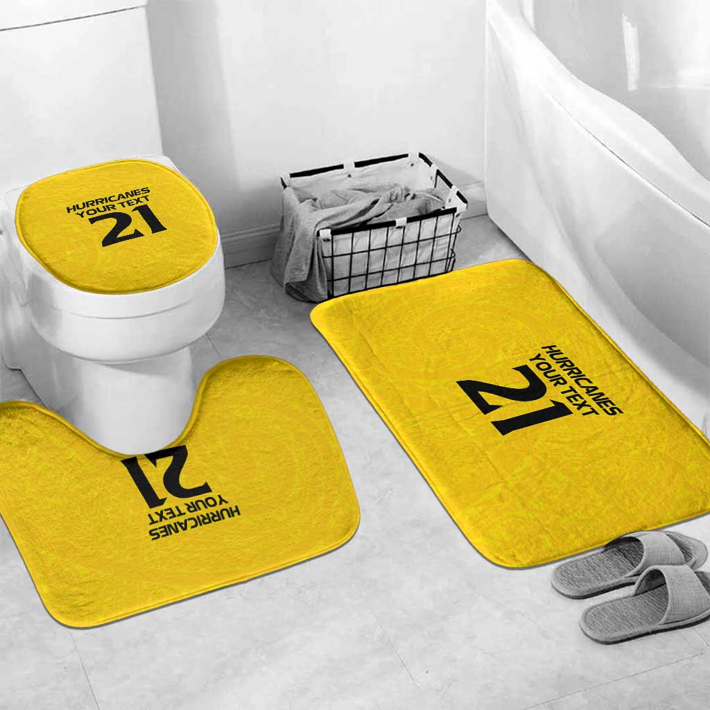 New Zealand Rugby Pacific Custom Bathroom Set Hau Awhiowhio Maori Tribal Tattoo LT9 Mat Set Only (3 pcs) One Size Gold - Polynesian Pride