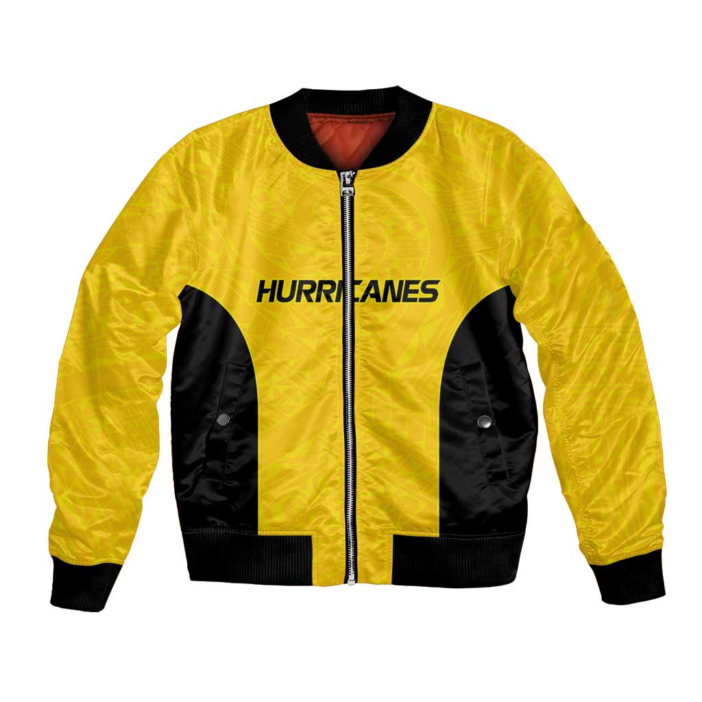 New Zealand Rugby Pacific Custom Bomber Jacket Hau Awhiowhio Maori Tribal Tattoo LT9 Unisex Gold - Polynesian Pride