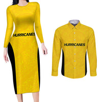New Zealand Rugby Pacific Custom Couples Matching Long Sleeve Bodycon Dress and Long Sleeve Button Shirt Hau Awhiowhio Maori Tribal Tattoo LT9 Gold - Polynesian Pride