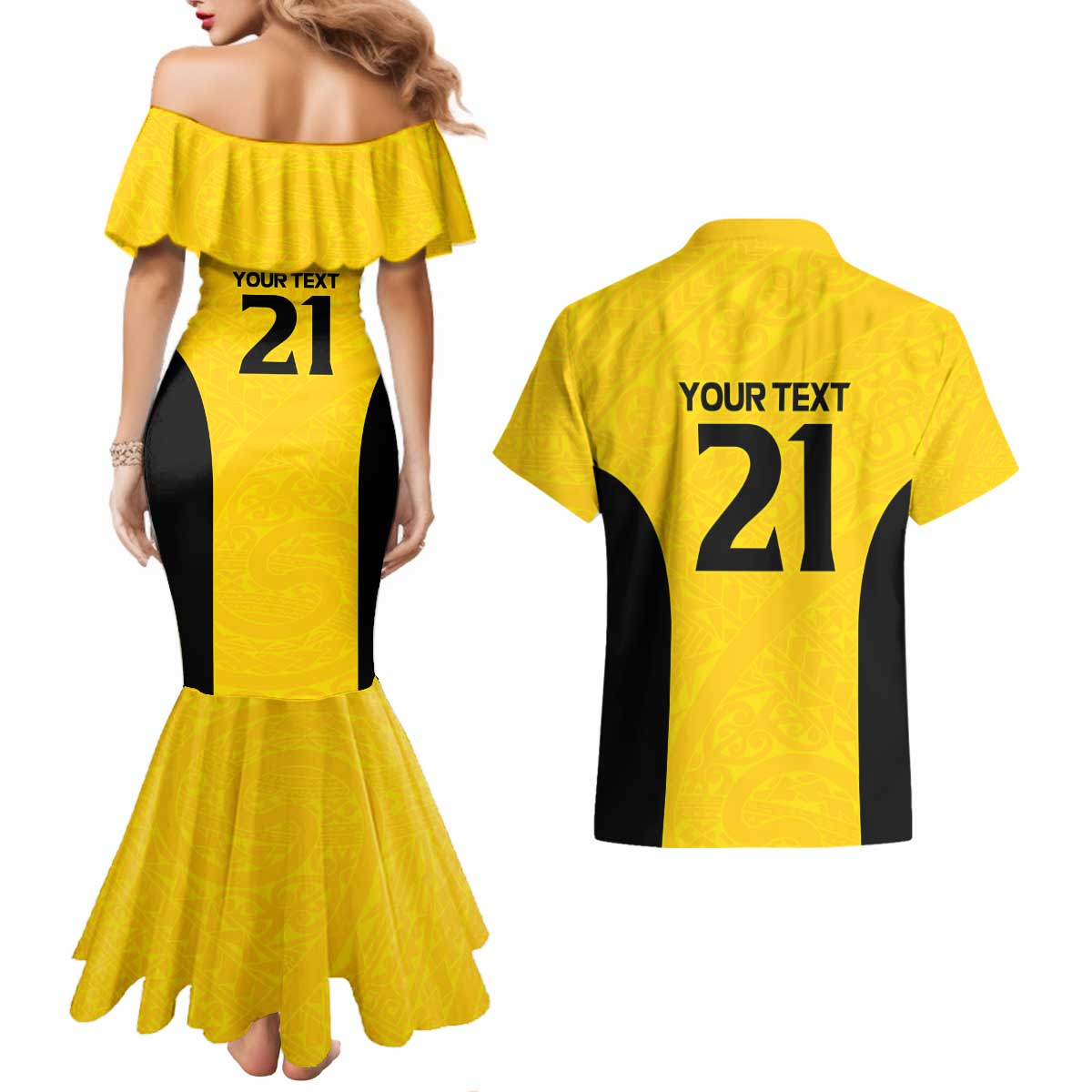 New Zealand Rugby Pacific Custom Couples Matching Mermaid Dress and Hawaiian Shirt Hau Awhiowhio Maori Tribal Tattoo LT9 - Polynesian Pride