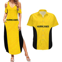 New Zealand Rugby Pacific Custom Couples Matching Summer Maxi Dress and Hawaiian Shirt Hau Awhiowhio Maori Tribal Tattoo LT9 Gold - Polynesian Pride