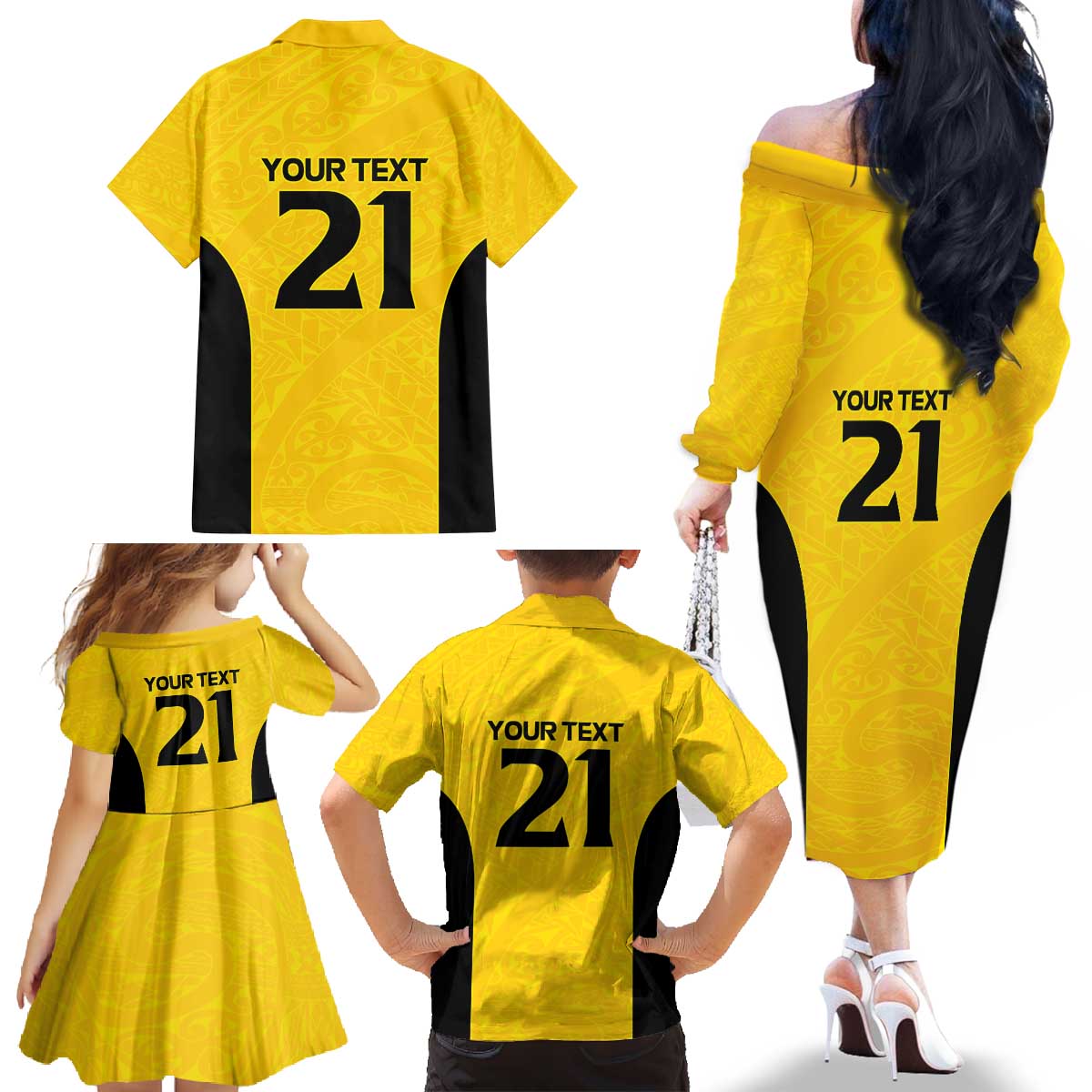 New Zealand Rugby Pacific Custom Family Matching Off The Shoulder Long Sleeve Dress and Hawaiian Shirt Hau Awhiowhio Maori Tribal Tattoo LT9 - Polynesian Pride