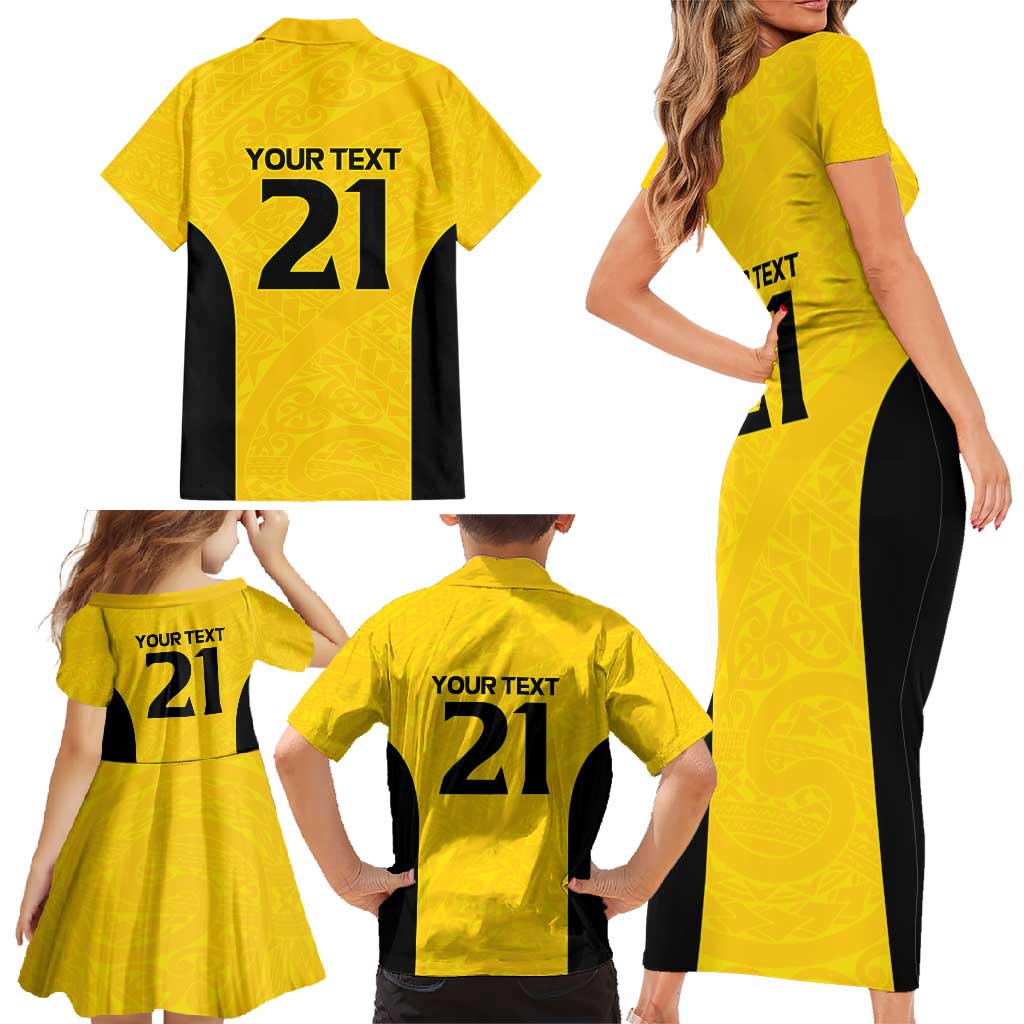 New Zealand Rugby Pacific Custom Family Matching Short Sleeve Bodycon Dress and Hawaiian Shirt Hau Awhiowhio Maori Tribal Tattoo LT9 - Polynesian Pride