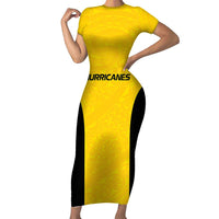 New Zealand Rugby Pacific Custom Family Matching Short Sleeve Bodycon Dress and Hawaiian Shirt Hau Awhiowhio Maori Tribal Tattoo LT9 Mom's Dress Gold - Polynesian Pride