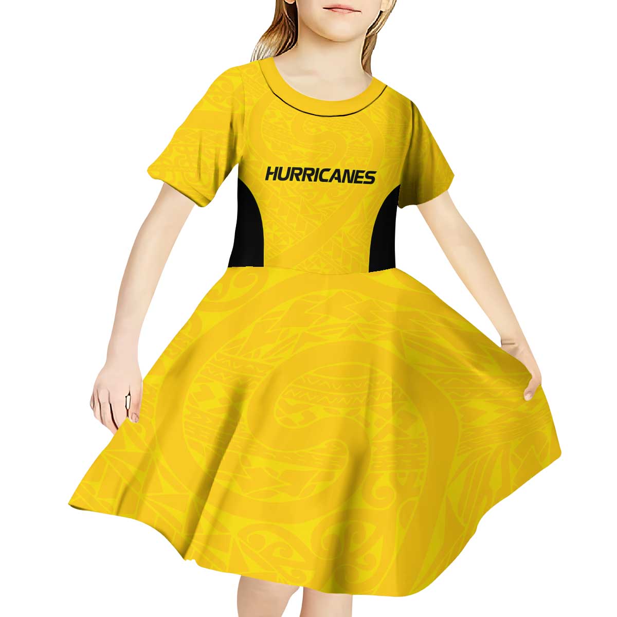 New Zealand Rugby Pacific Custom Kid Short Sleeve Dress Hau Awhiowhio Maori Tribal Tattoo LT9 - Polynesian Pride