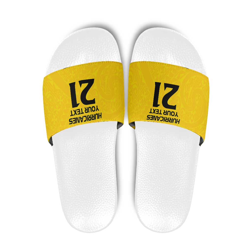 New Zealand Rugby Pacific Custom Slide Sandals Hau Awhiowhio Maori Tribal Tattoo LT9 Gold - Polynesian Pride