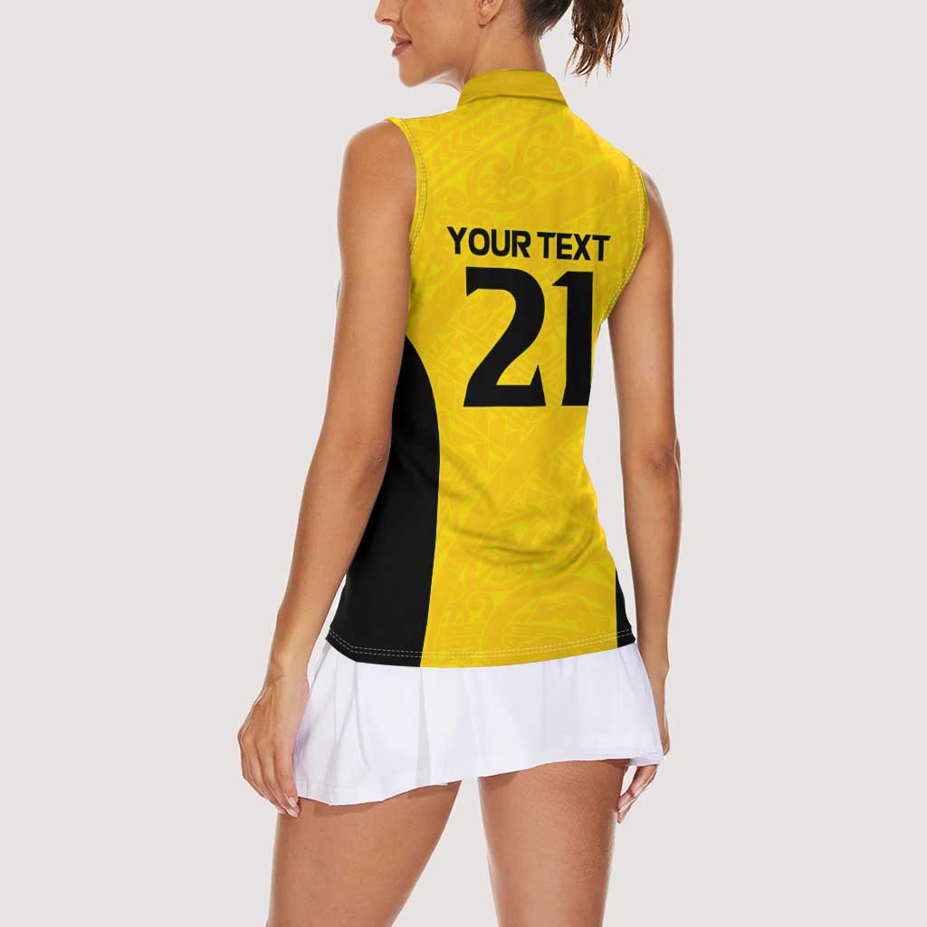 New Zealand Rugby Pacific Custom Women Sleeveless Polo Shirt Hau Awhiowhio Maori Tribal Tattoo LT9 - Polynesian Pride