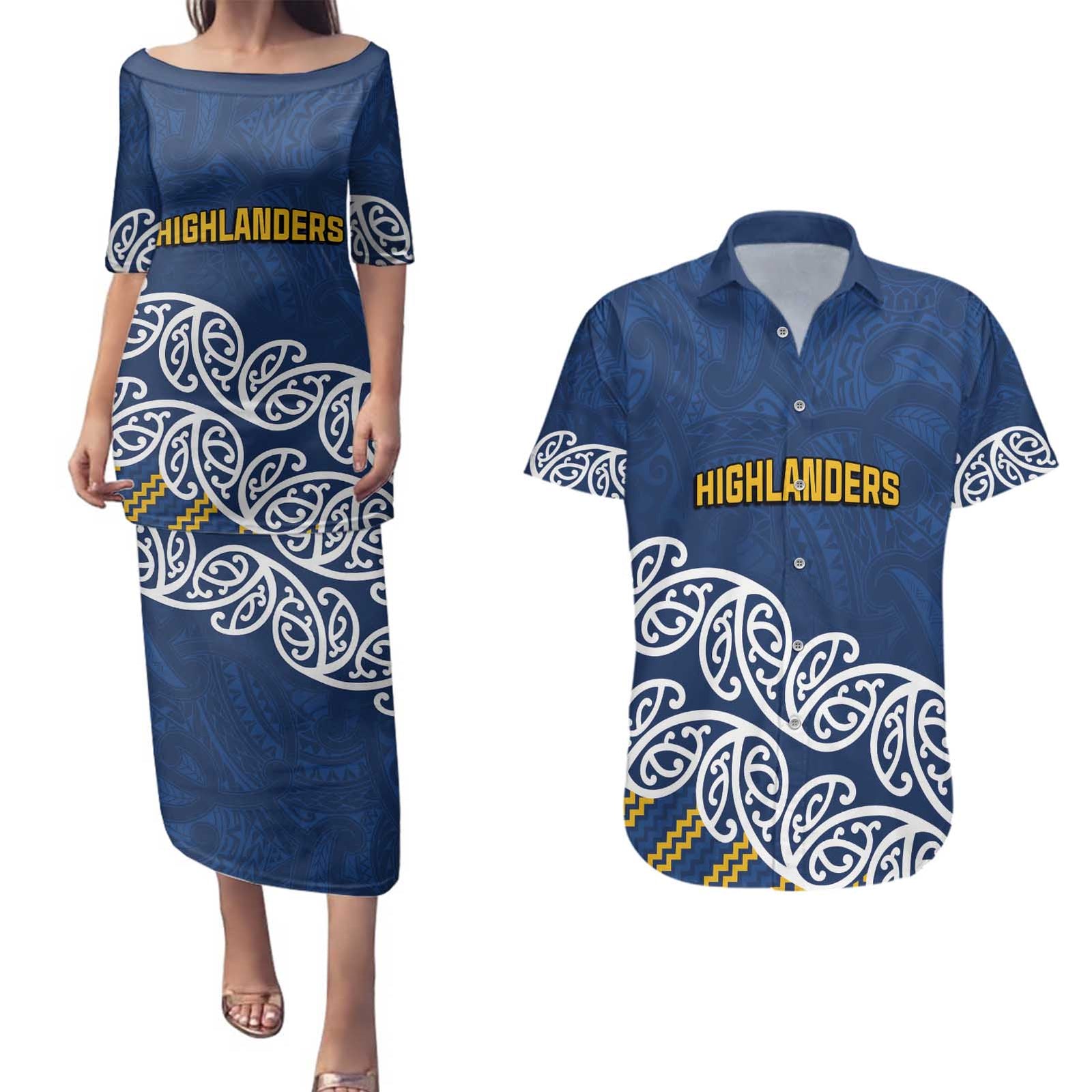 New Zealand Rugby Pacific Custom Couples Matching Puletasi and Hawaiian Shirt Kahupeka Maori Kowhaiwhai Pattern LT9 Blue - Polynesian Pride