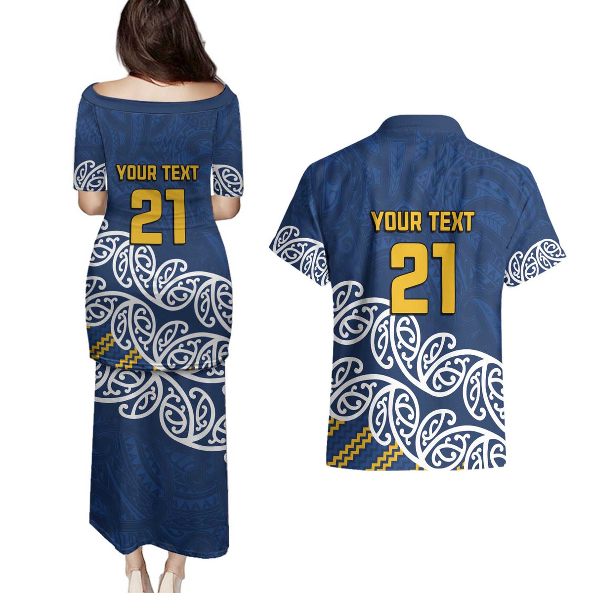 New Zealand Rugby Pacific Custom Couples Matching Puletasi and Hawaiian Shirt Kahupeka Maori Kowhaiwhai Pattern LT9 - Polynesian Pride