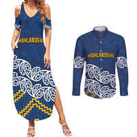 New Zealand Rugby Pacific Custom Couples Matching Summer Maxi Dress and Long Sleeve Button Shirt Kahupeka Maori Kowhaiwhai Pattern LT9 Blue - Polynesian Pride