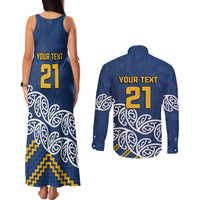 New Zealand Rugby Pacific Custom Couples Matching Tank Maxi Dress and Long Sleeve Button Shirt Kahupeka Maori Kowhaiwhai Pattern LT9 - Polynesian Pride