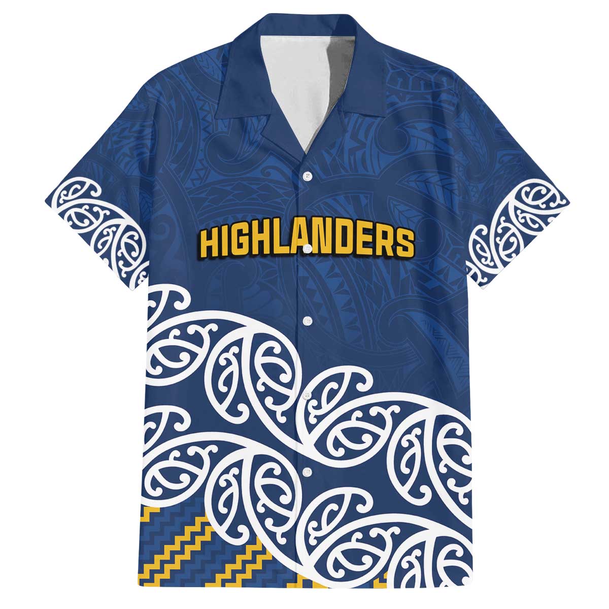 New Zealand Rugby Pacific Custom Family Matching Off The Shoulder Long Sleeve Dress and Hawaiian Shirt Kahupeka Maori Kowhaiwhai Pattern LT9 Dad's Shirt - Short Sleeve Blue - Polynesian Pride
