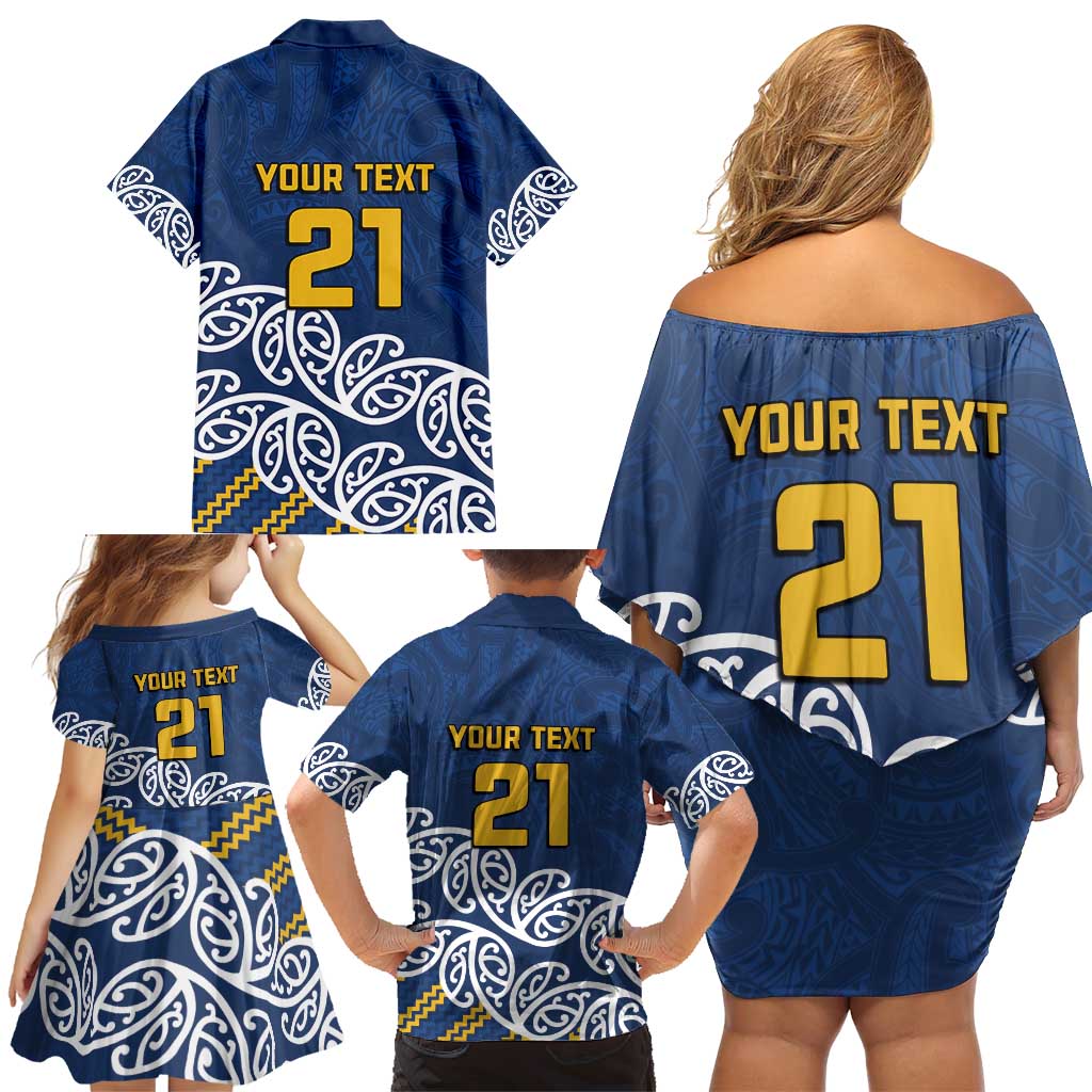 New Zealand Rugby Pacific Custom Family Matching Off Shoulder Short Dress and Hawaiian Shirt Kahupeka Maori Kowhaiwhai Pattern LT9 - Polynesian Pride