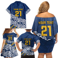 New Zealand Rugby Pacific Custom Family Matching Off Shoulder Short Dress and Hawaiian Shirt Kahupeka Maori Kowhaiwhai Pattern LT9 - Polynesian Pride