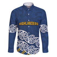 New Zealand Rugby Pacific Custom Family Matching Off Shoulder Short Dress and Hawaiian Shirt Kahupeka Maori Kowhaiwhai Pattern LT9 Dad's Shirt - Long Sleeve Blue - Polynesian Pride