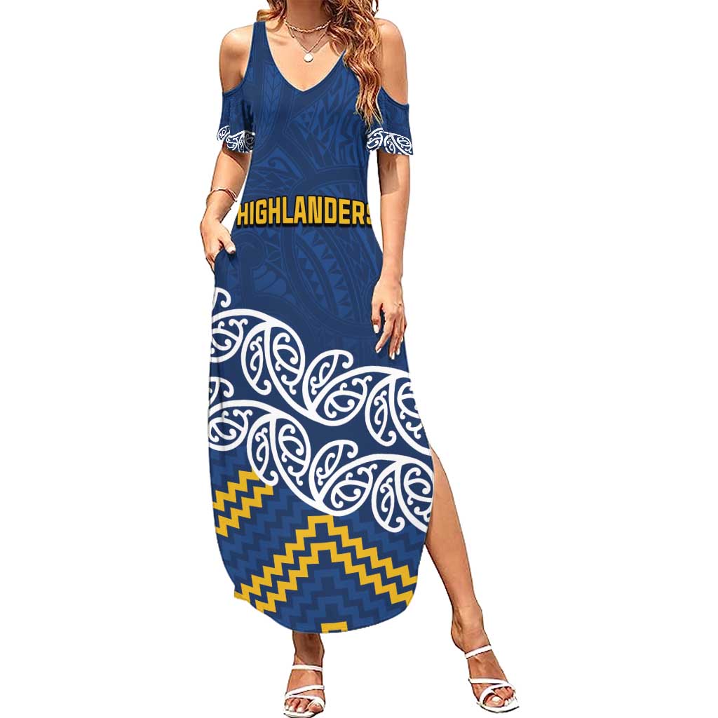 New Zealand Rugby Pacific Custom Family Matching Summer Maxi Dress and Hawaiian Shirt Kahupeka Maori Kowhaiwhai Pattern LT9 Mom's Dress Blue - Polynesian Pride