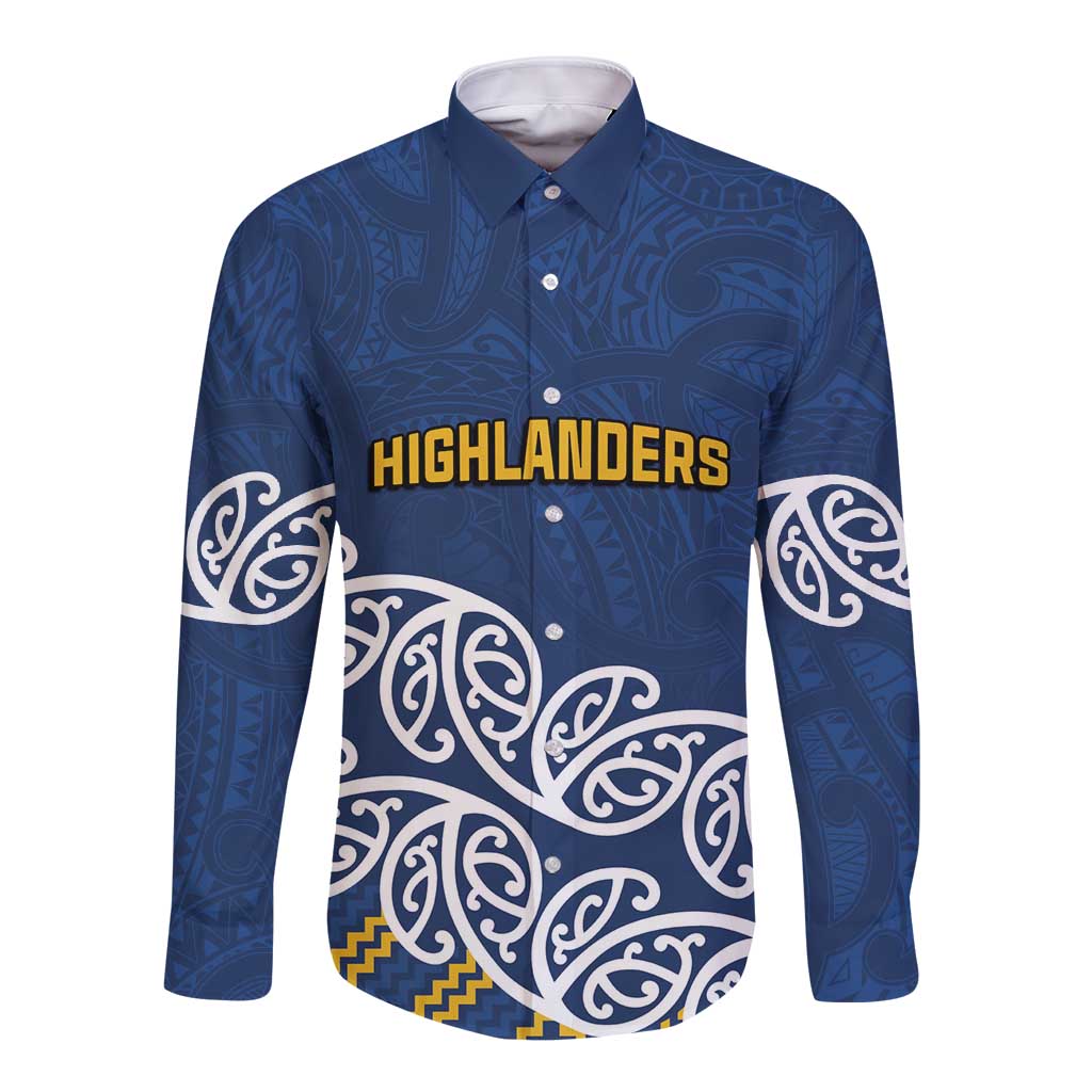 New Zealand Rugby Pacific Custom Long Sleeve Button Shirt Kahupeka Maori Kowhaiwhai Pattern LT9 Unisex Blue - Polynesian Pride