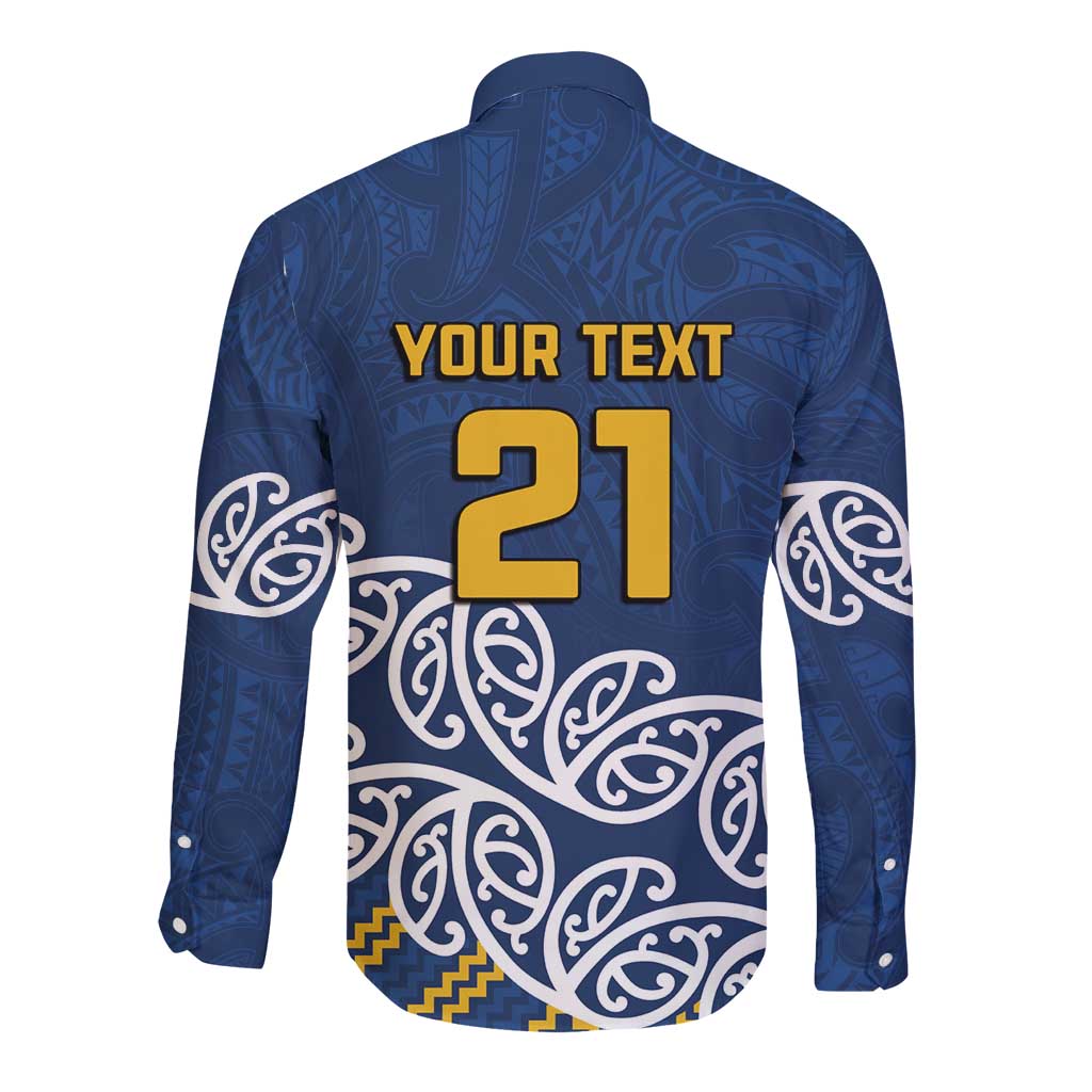 New Zealand Rugby Pacific Custom Long Sleeve Button Shirt Kahupeka Maori Kowhaiwhai Pattern LT9 - Polynesian Pride